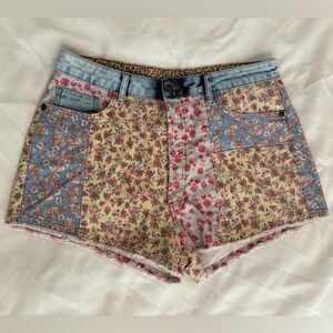 FARM Rio for Anthropologie Floral Patchwork Jean Shorts